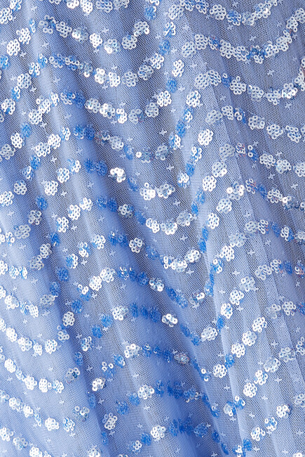 Shimmer Wave Gloss V-Neck Ankle Gown